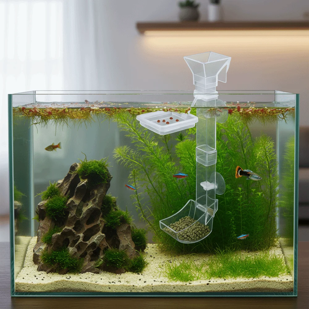 

Transparent Fish Tank Feeding Tube Wall-mounted Acrylic Shrimp Feeding Device with Suction Cup Fish Feeding Basin