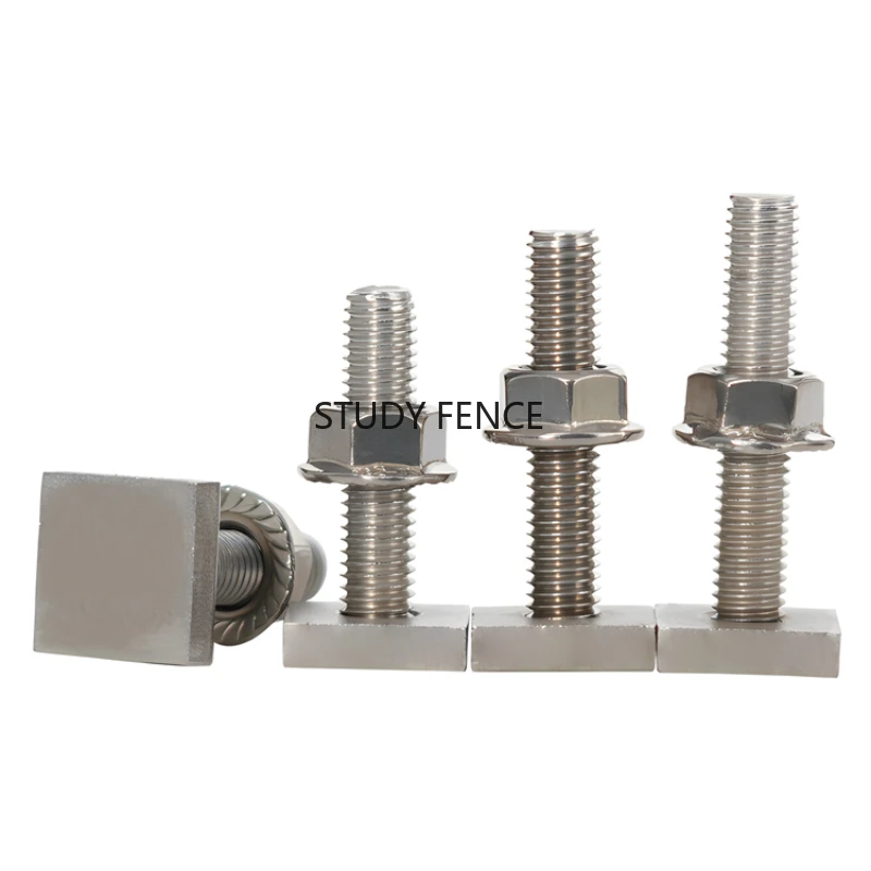 

4pcs 304 Stainless Steel T-shaped Track Screw Bolt Household Hardware Accessories T-shaped Fastener Welding Square Head