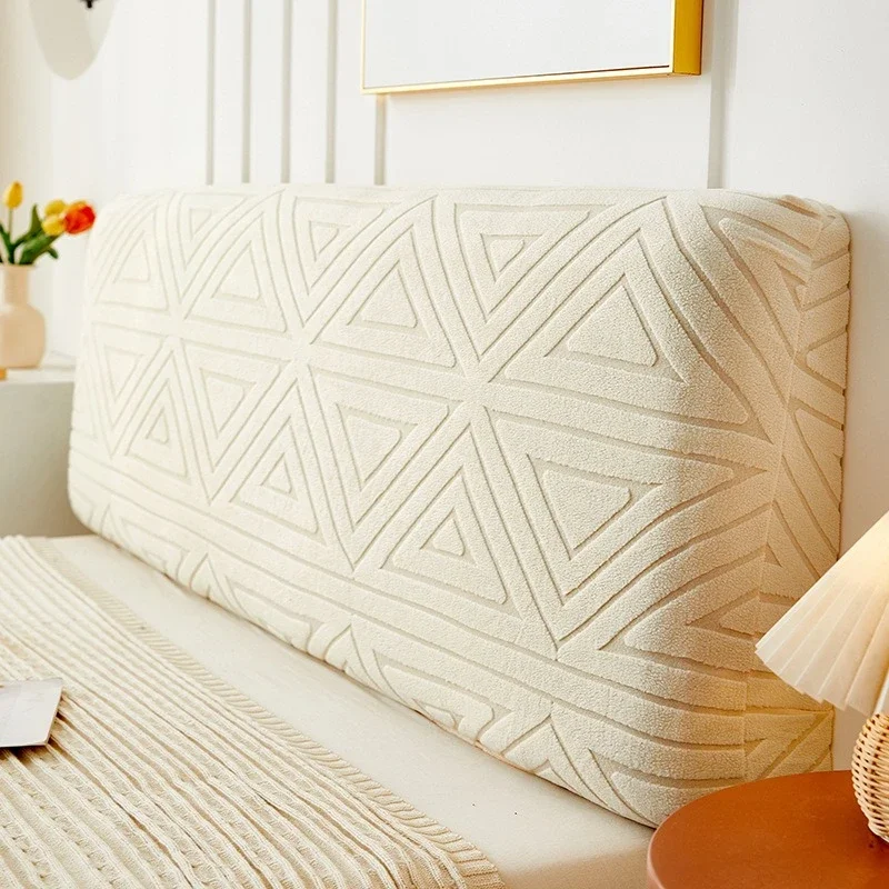 Geometric Triangle Jacquard Bed Head Slipcover Fabric Elasticity Headboard Protective Cloths Backrest Dust Cover Height 50-60cm
