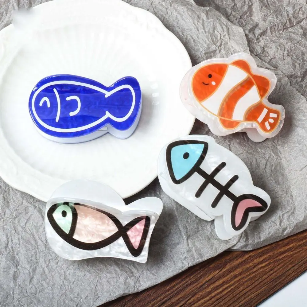 Personalized Fish Bone Cute Fish Hair Grab Clown Fish Dolphin Cartoon Hair Claw Geometry Hairpin Acrylic Shark Clip Girls
