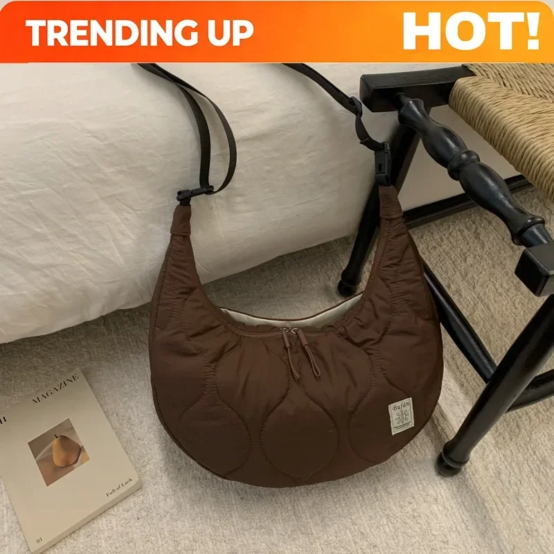 New Winter Texture Simple Crossbody Bag Korean Style Embroidery Commuting Hobo Bag Fashion Casual and Versatile Shoulder Bag