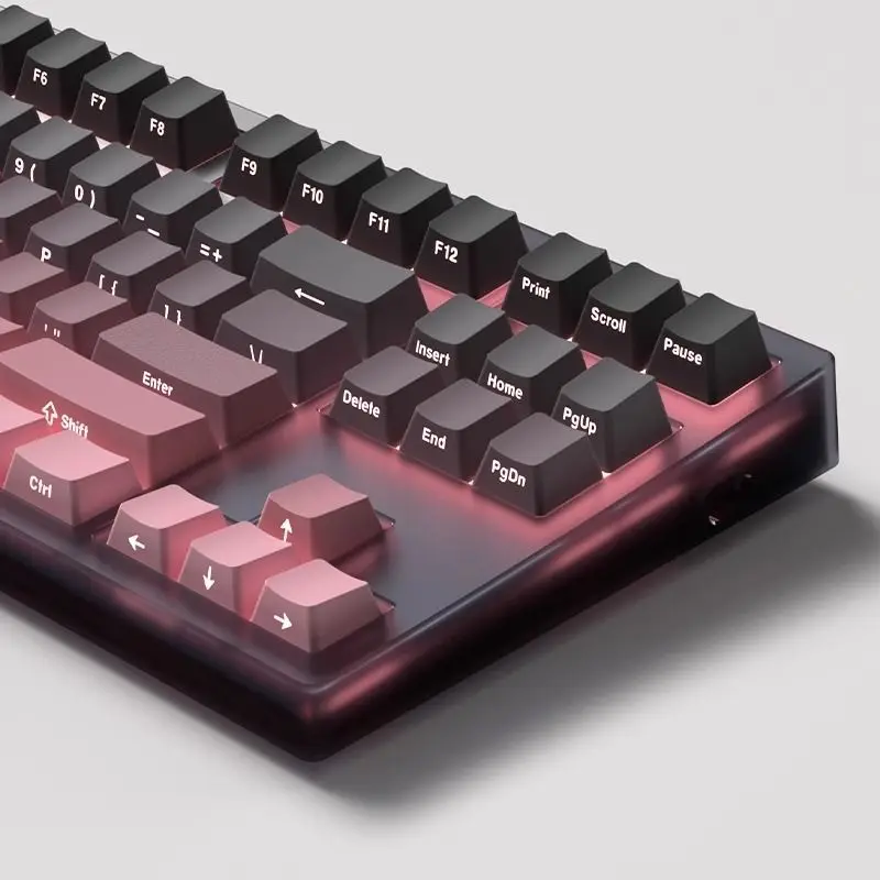 135 Keys Double Shot PBT Keycaps OEM Profile Black Pink Side Print Shine Through Keycaps for MX Switches Mechanical Keyboard