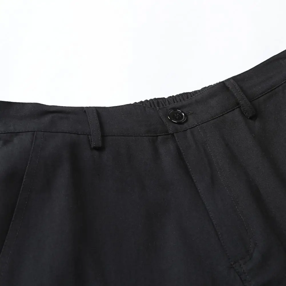 Rear Pocket with Hidden Zipper Cargo Shorts with Dual Closure System Men's Cargo Shorts with Multi Pockets Mid-rise Casual