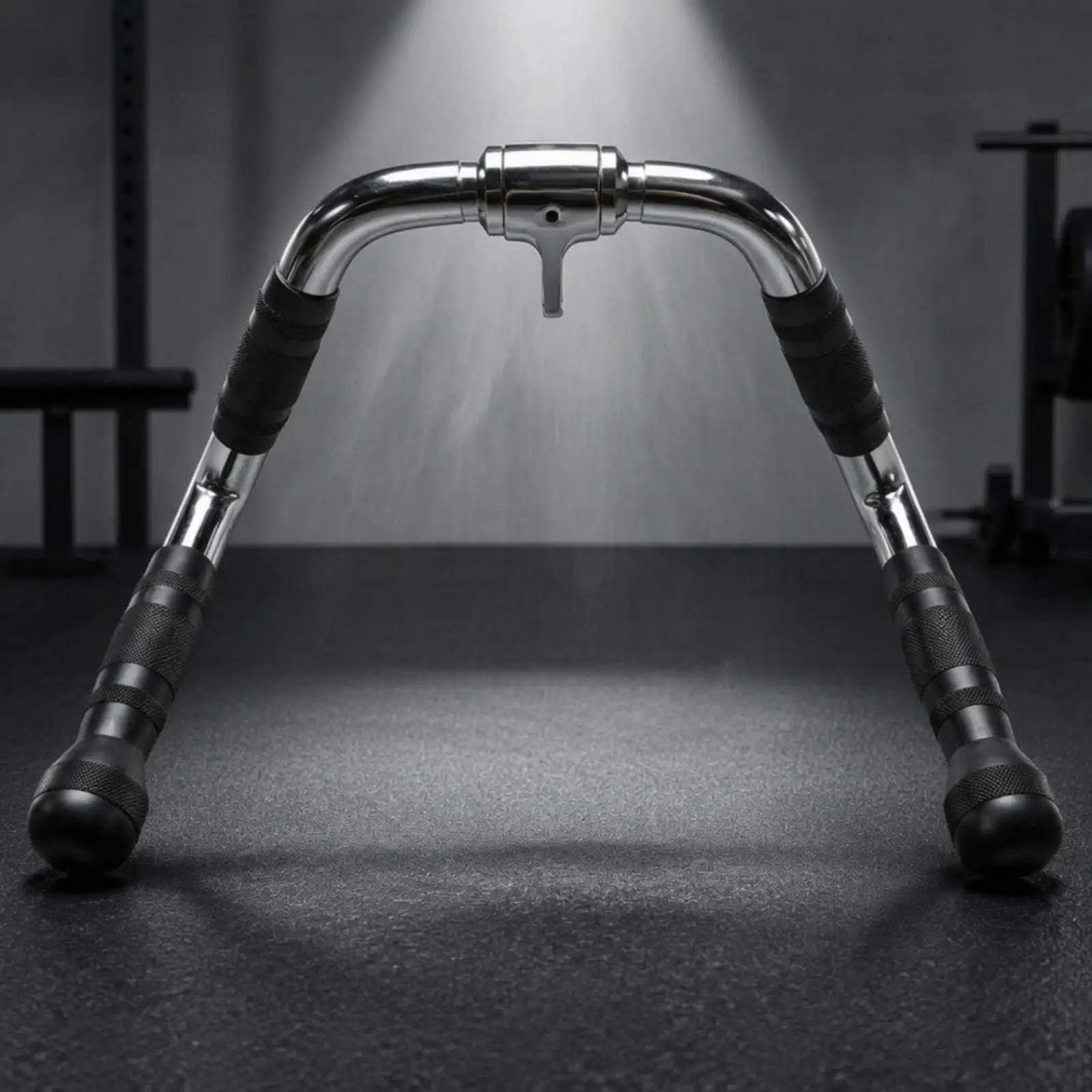 Curved Steel Cable Grip Handle with Angled Rubber Coated Sections for Gym Pulley Machine Rowing Strength Training