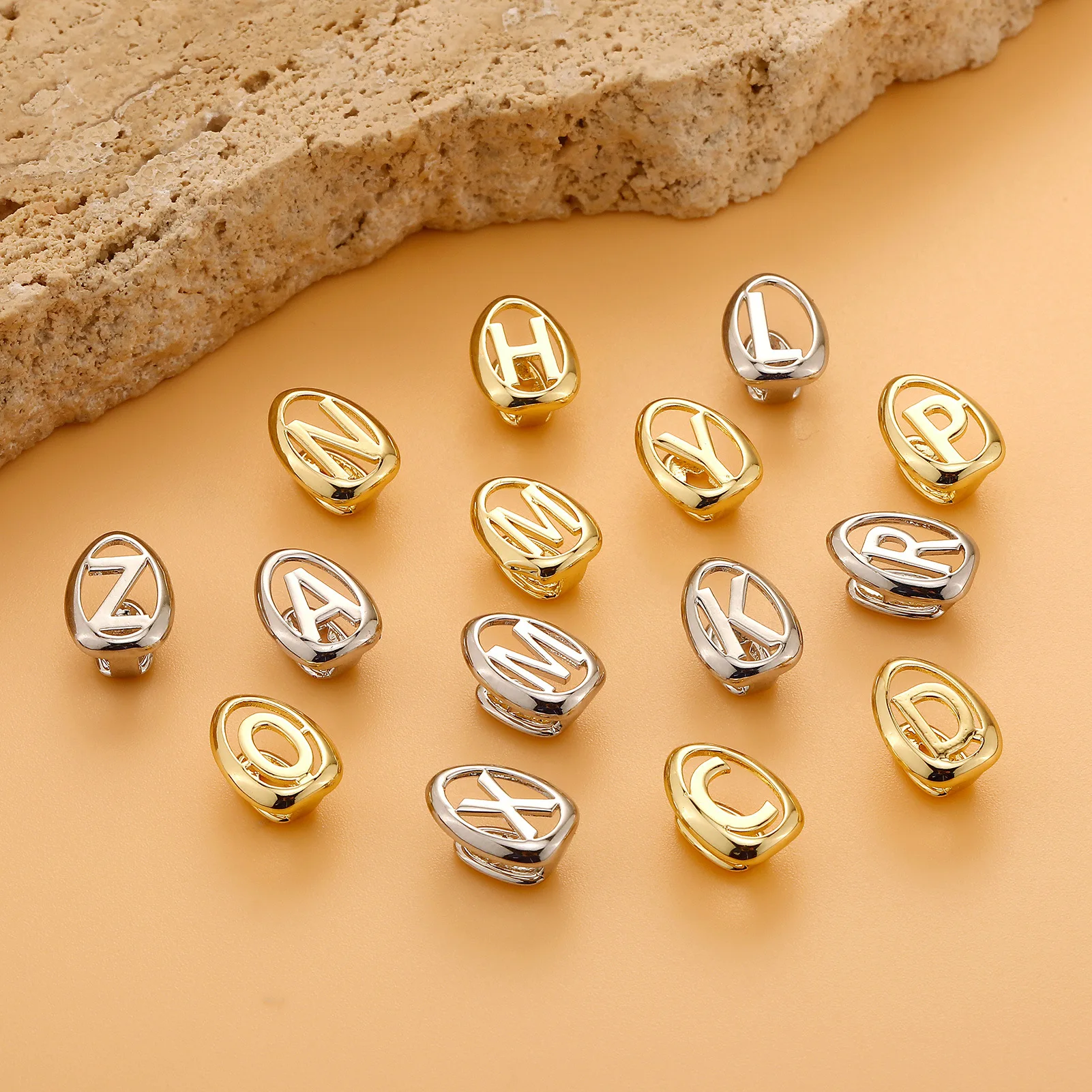 YOUNGX 26 الحروف الأولية الجوف الأسنان Grillz خمر لامعة كابيتال رسالة الأسنان قبعات للنساء الرجال المجوهرات هدية عيد ميلاد #5