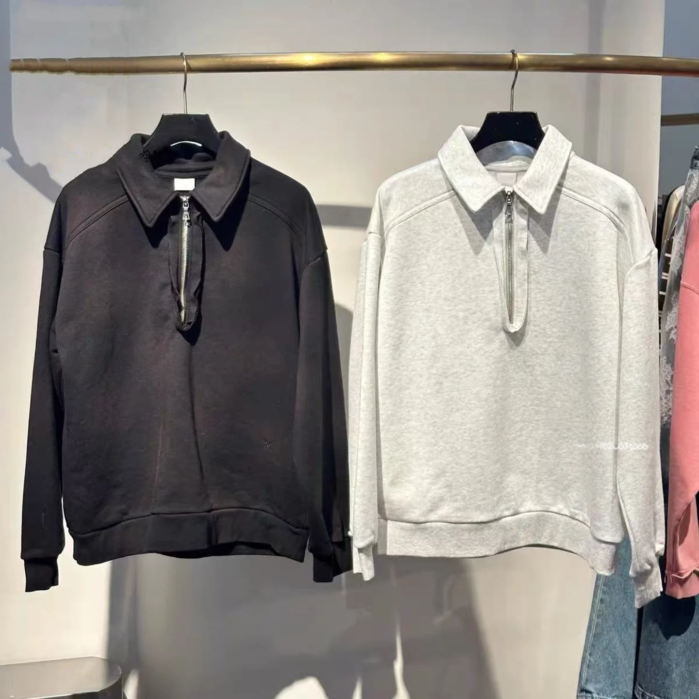 

Casual Hoodie Sweatshirt Pure Original MU 2026 Early Spring New Style Half Zipper Turn-down Collar Loose Fit Women's Top