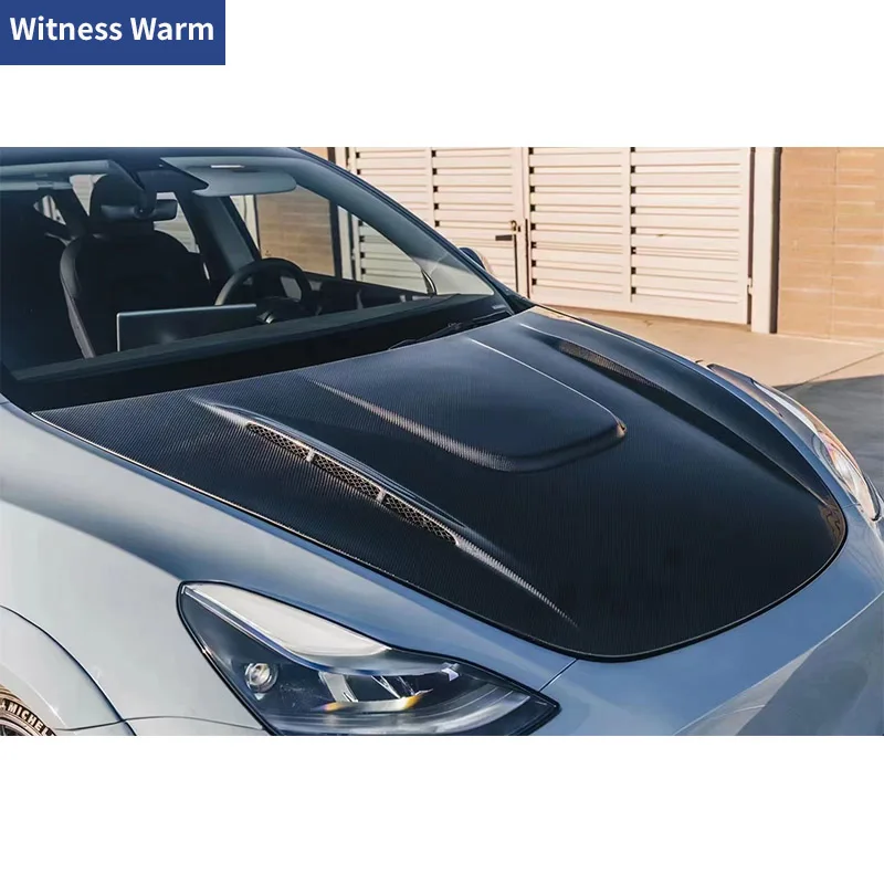 For Tesla Model Y Carbon Fiber Front Engine Hood Bonnets Covers Car Body Kit