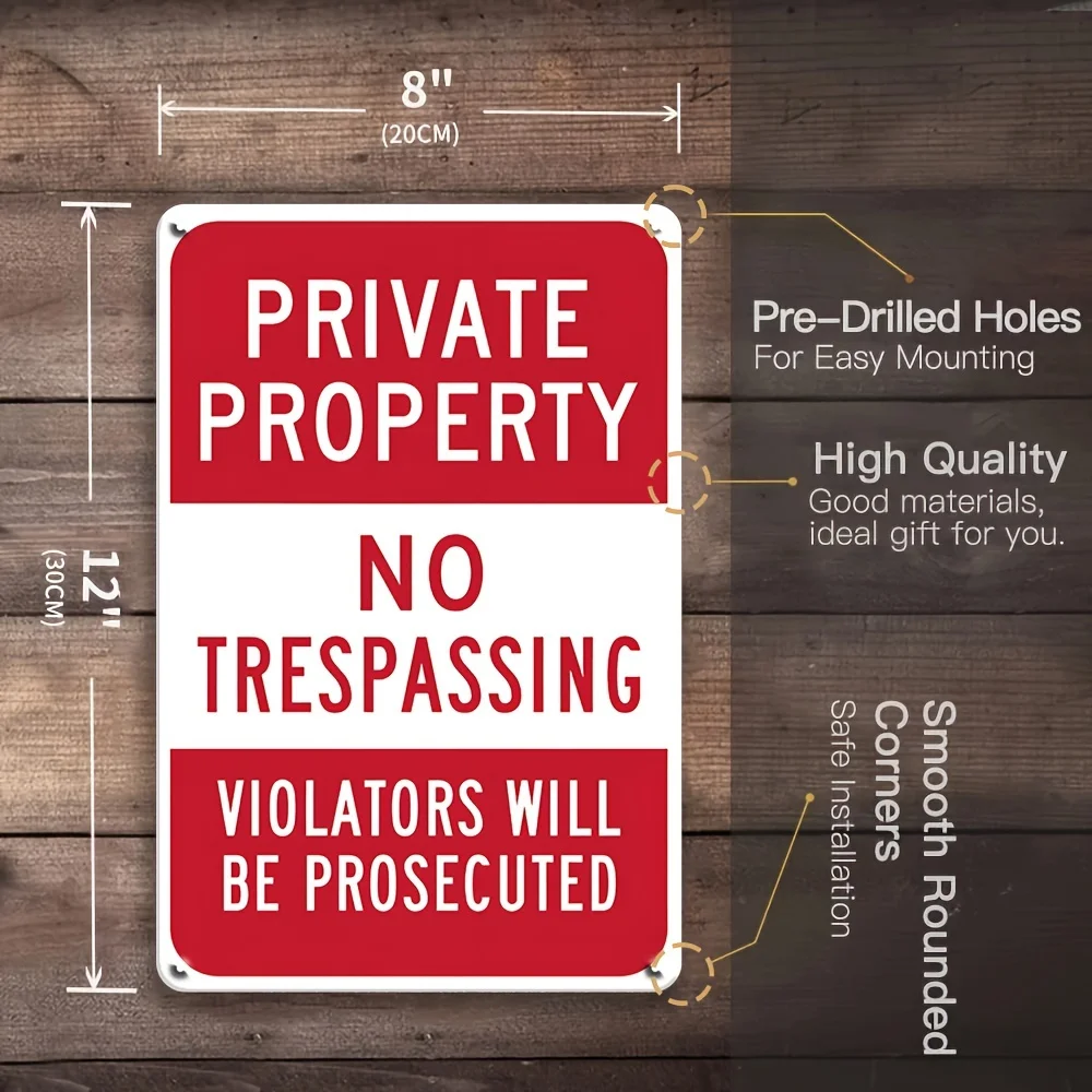 Retro charm | Durable "personal property" and "no trespassing" metal sign, easy to hang, retro style, 8x12 inches