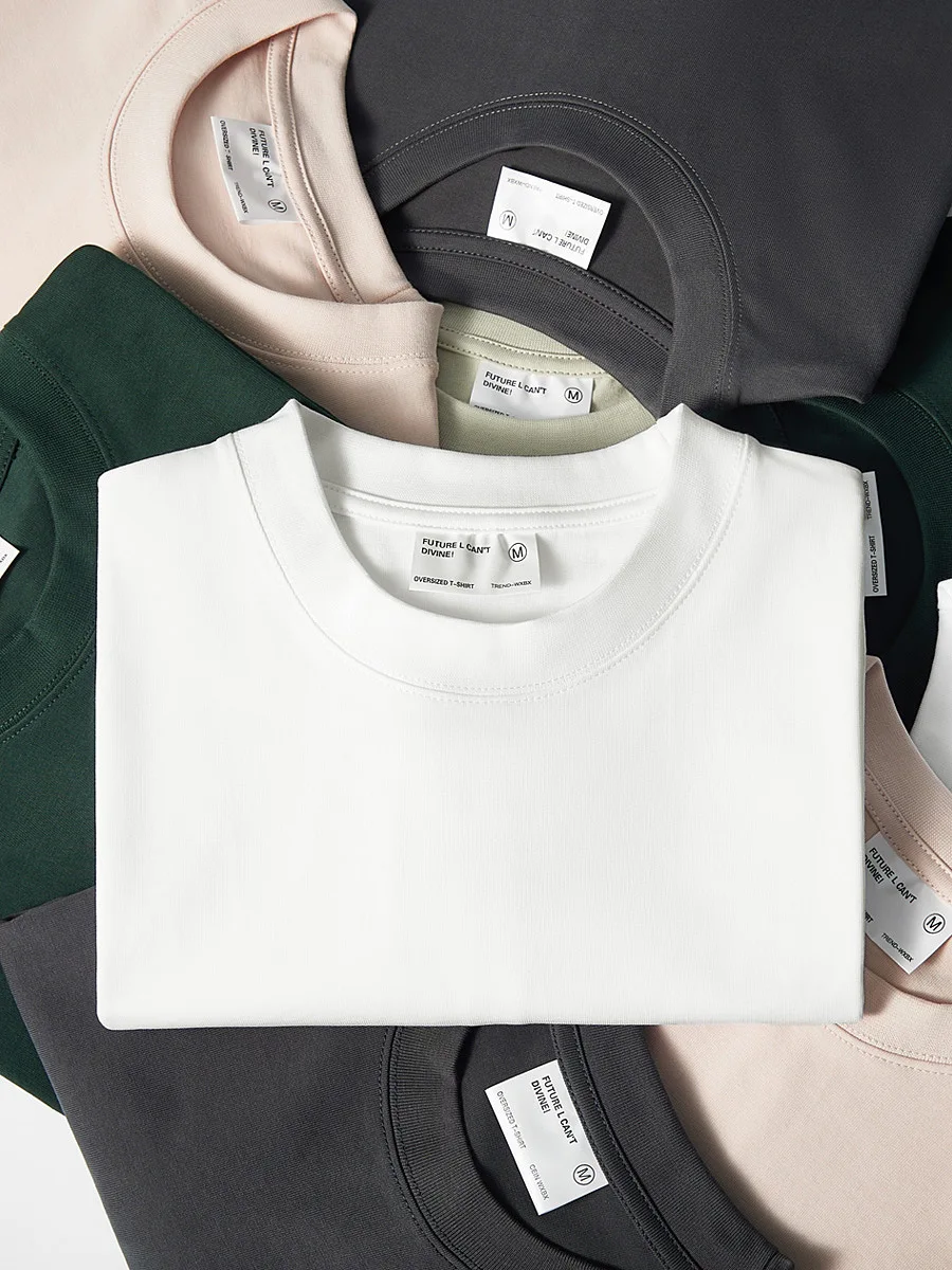 100% Cotton Round Neck Men's T-shirt Half Sleeve Loose Casual Thick Cotton Long Sleeve Top Solid Color Thick Cotton Long Sleeve