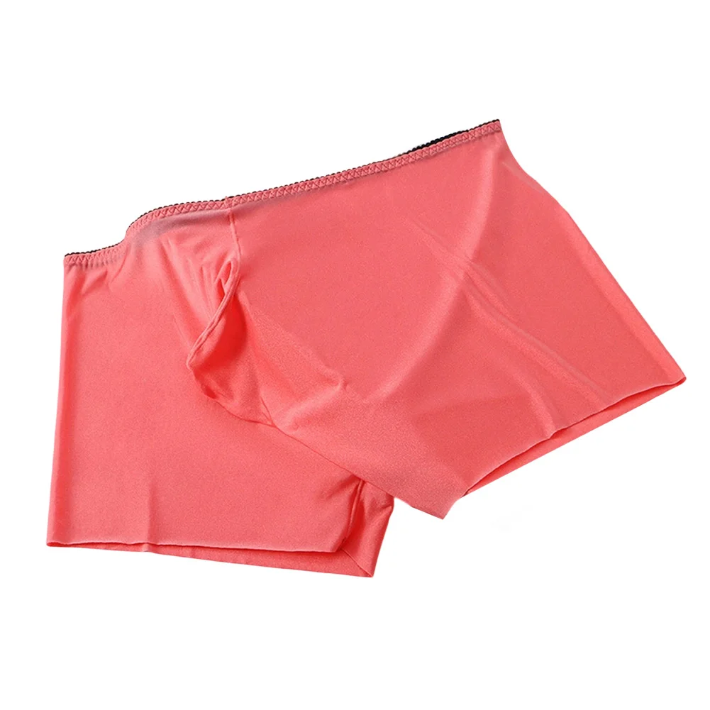 

Мужские бесшовные трусы-боксеры из ледяного шелка, эластичные, однотонные, с анатомическим мешочком, для взрослых, горячая новинка