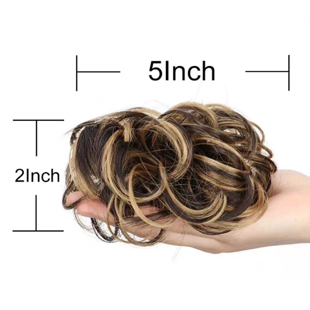 Synthetic Hair Bun Extensions Messy Curly Elastic Hair Scrunchies Hairpieces Synthetic Chignon Donut Updo Hair Pieces for Women