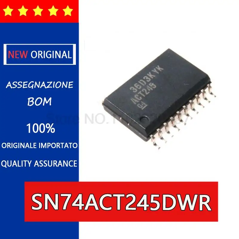 5pcs original SN74ACT245DWR ACT245 SN74ACT245DW  SOP20  7.2MM Eight bus transceiver, encapsulation SOP20, logical drives