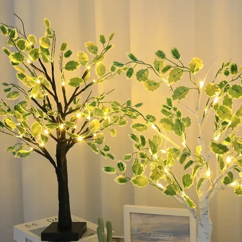 LED Tree Light Indoor Simulation White Birch Tree Home Decoration Light Christmas Party Scene Layout Luminous Tree