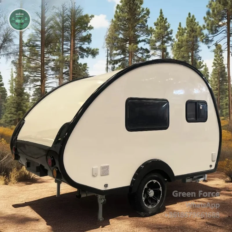 Custom-Color Waterproof Fiberglass Teardrop RV Trailer Mini Camper For 2-4 Person Outdoor Use