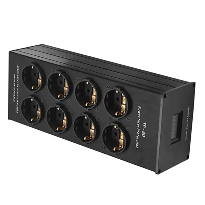 Hot Selling-TP80 Power Filter Socket Voltage Display Function Overload Protection Noise Reduction Audio Amplifier EU Plug