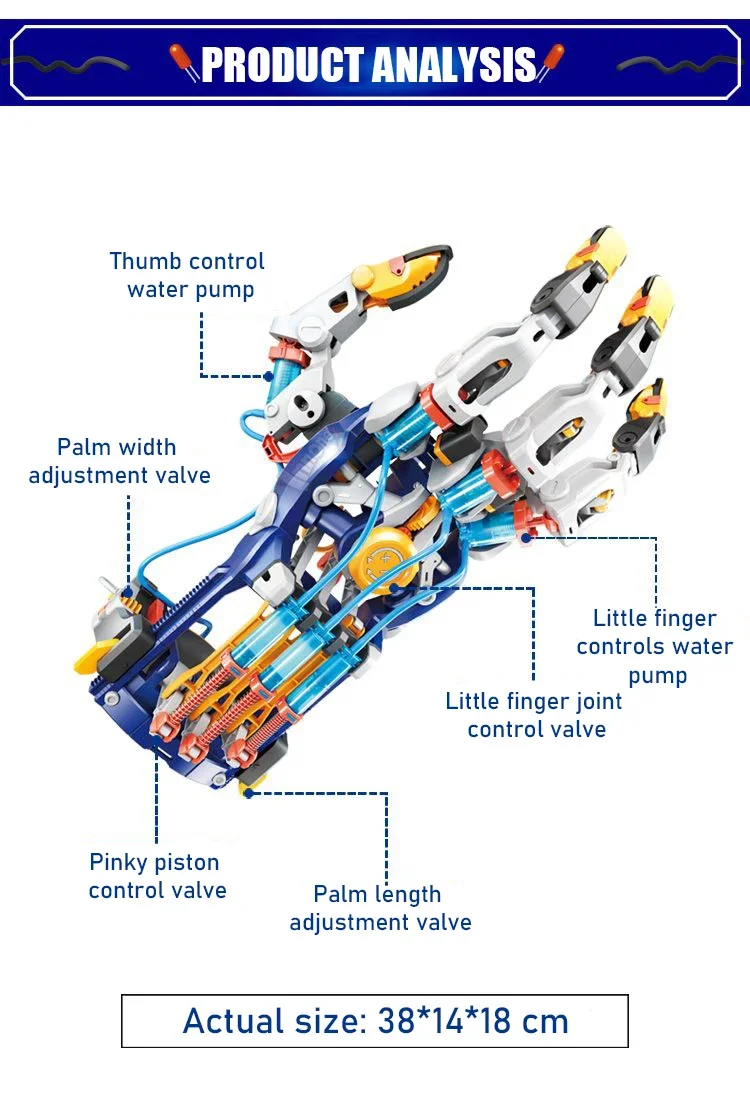 Hydraulic Robotic Arm Glove Educational Assembly Toy for Kids - Boys Birthday Gift