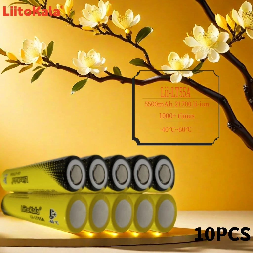 

10PCS LiitoKala Lii-LT55A 21700 5500mah 3.7V Rechargeable Battery 1C High Power Discharge for -40° Low-temperature battery