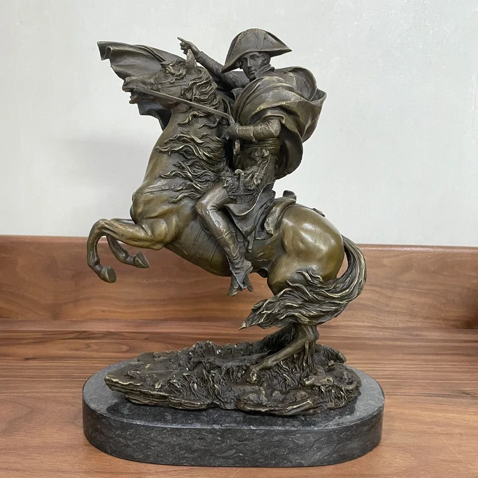 30cm Napoleon Bonaparte Bronze Statue Riding Horse French Famous Emperor Sculpture Collectible Art Home Decoration Office Decor