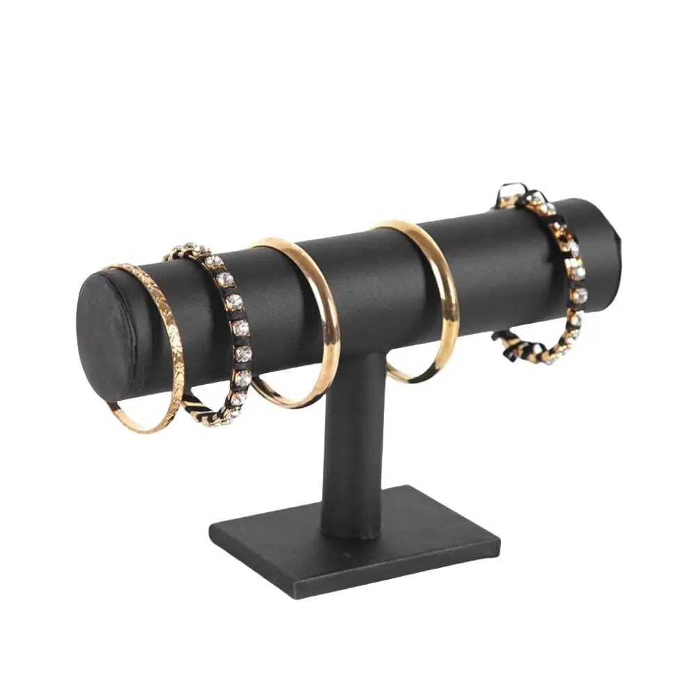 Pu Leather T-Bar Jewelry Display Stand Used for Cylindrical Bracelets Ankles Bracelets and Watches Wrapped in Black Fabric