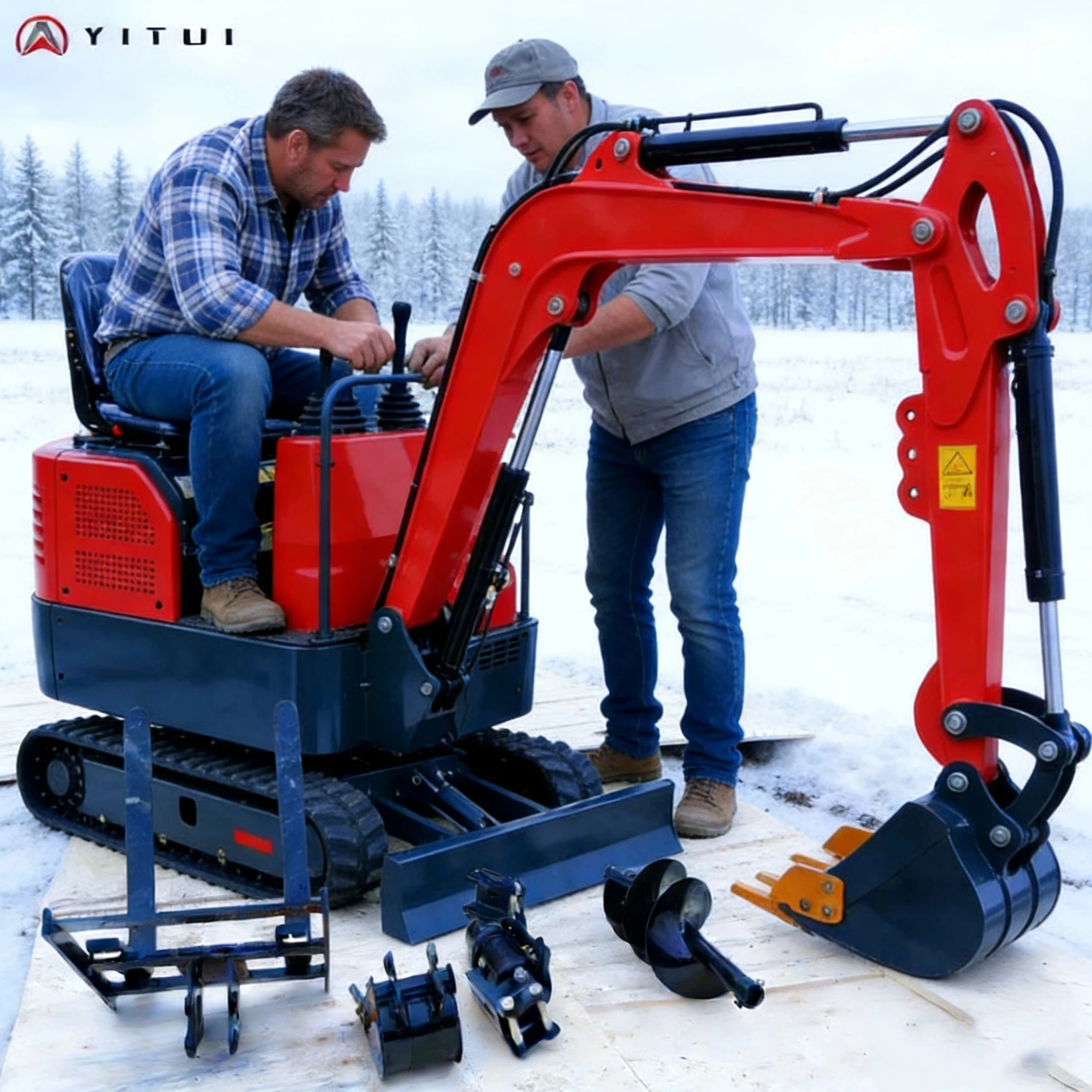 

New 1.2 Ton Mini Excavator - Crawler Small Digging Machine With Bucket/Grader For Home Customized
