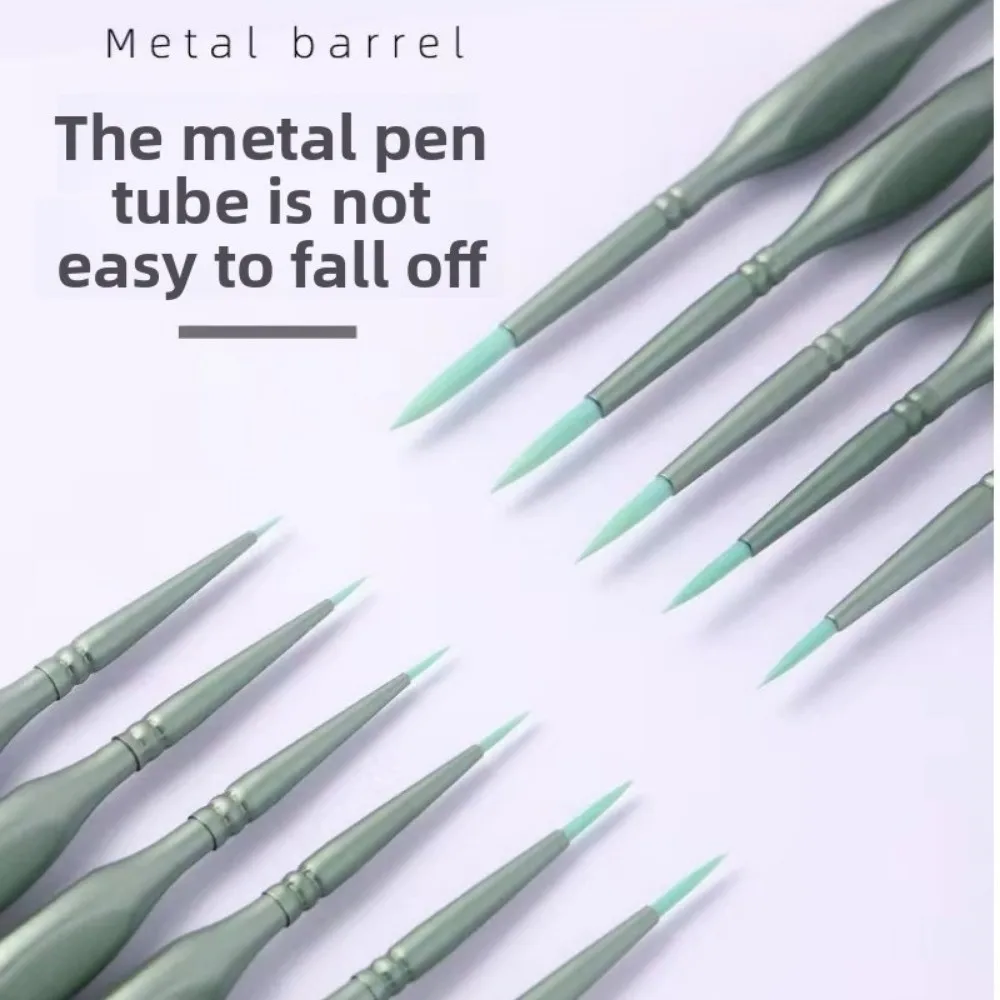 11pcs Acrylic Miniature Paint Brushes with Triangular Handles Watercolor Digital Oil Painting Pen High-Quality Nylon Wool