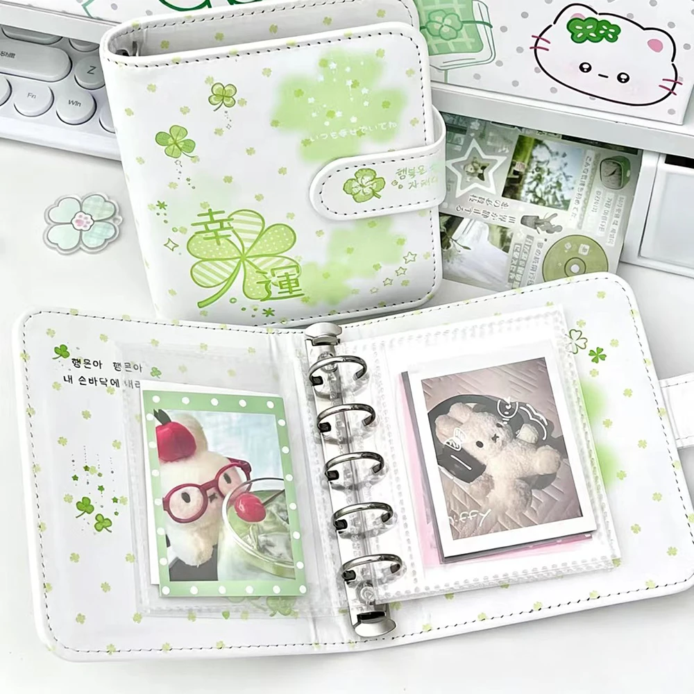 

Lucky Clover One Palace Grid M5 Card Book, Loose leaf Magnetic Buckle Star chasing Small Card Storage Book, Green Album Book
