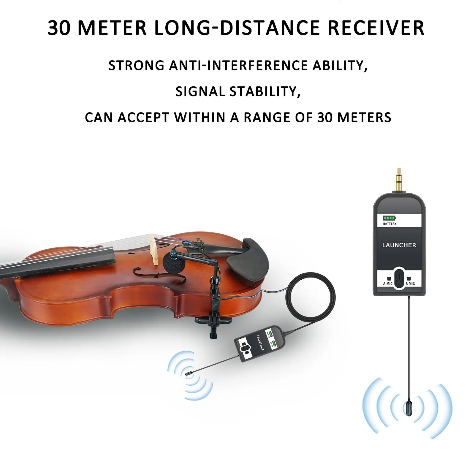 Wireless Violin Microphone UHF Wireless Musical Instrument Microphone System for Violin Audio Transmission Music Record