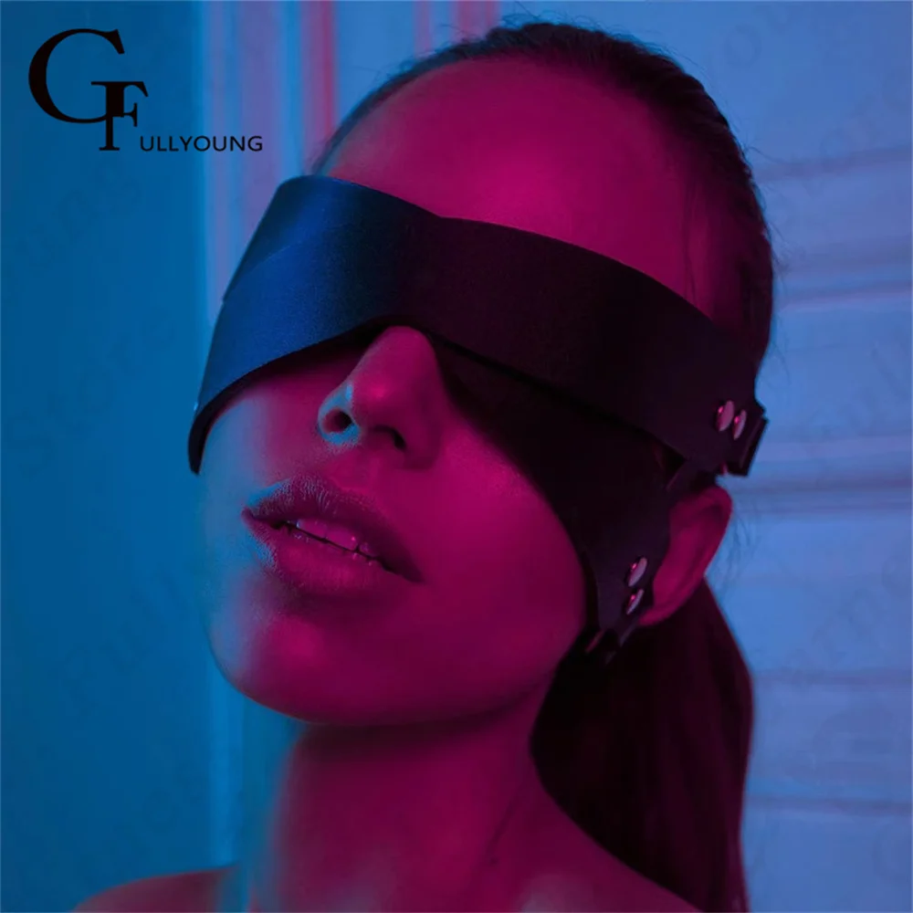 PU Fetish Masquerade costumi esotici Bondage in pelle maschera gotica Sleep Eyeshade Sexy Lingeire Blindfold coppia per donna Edgy