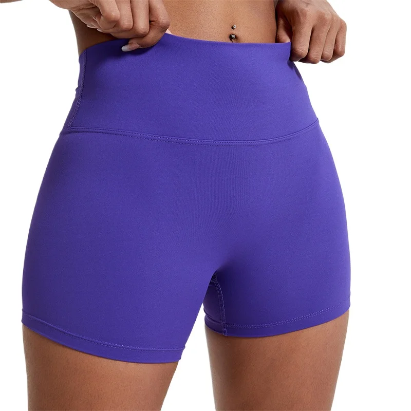 

LezyanXR Nude Double-sided Abraded Gym Yoga 3-point Pants High-waisted Hip-lifting High-elastic Leggings Shorts for Women