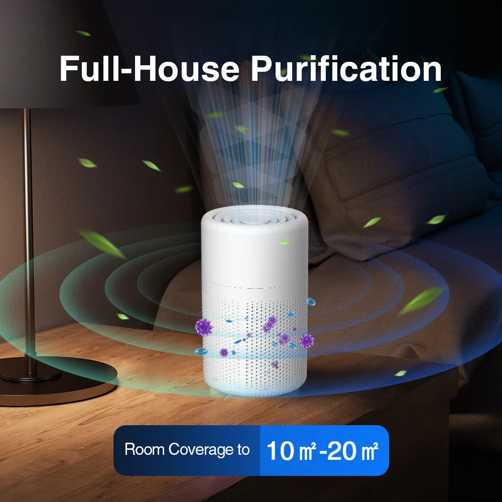 Air Purifier Desktop H13 HEPA Activated Carbon Negative Ion Type-C Portable Cleaner for Car Office Home Smoke Odor Formaldehyde image 2