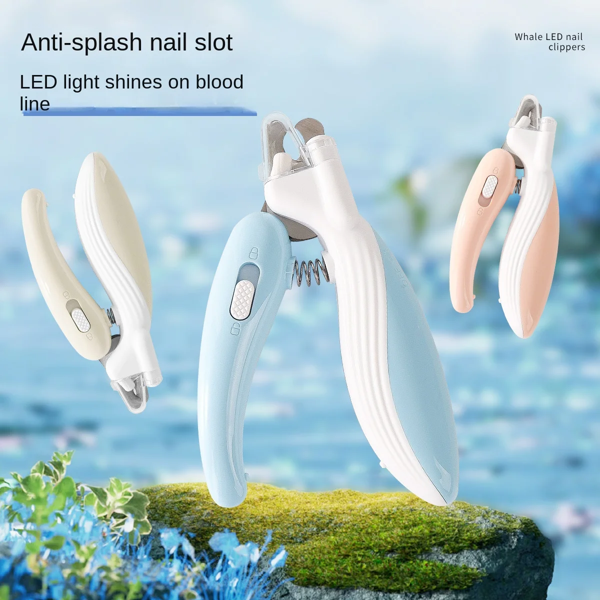 Whale Cat LED with Light, Blood Line Nail Clipper, Dog Anti Bleeding Nail Grinder