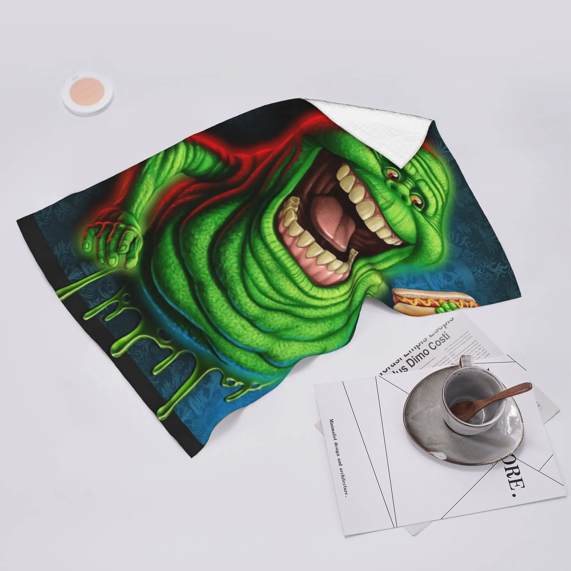 Custom Ghostbusters Slimer   Soft Face Towel Quick Dry Pool Bath Cotton Towels Absorbent Quick