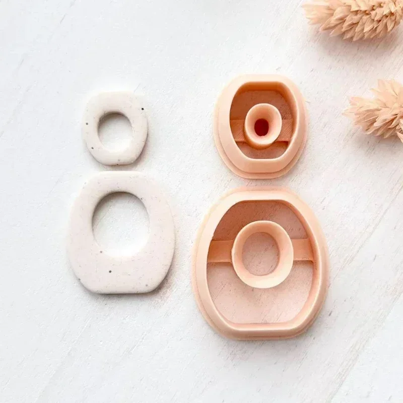 2Pcs/Set Basic Geometric Hollow Shape Polymer Clay Mold Cutters Niche Design DIY Earring Jewelry Soft Pottery Clay Cutting Tools
