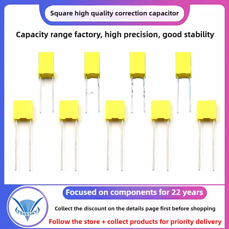 10PCS 100V Correction Capacitor Polypropylene Safety Plastic Film 100V 1nF ~ 470nF 100nf 220nf 10nf 47nf 22nf 1nf 0.47uf 0.1uf