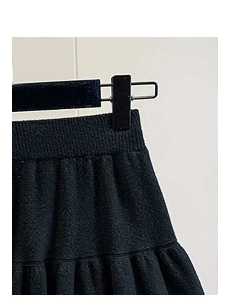 ハイウエストニットオルトスカート、プラスサイズ女性向け、秋ファッション、カジュアル、万能、ルーズ、結び目プリンススカート