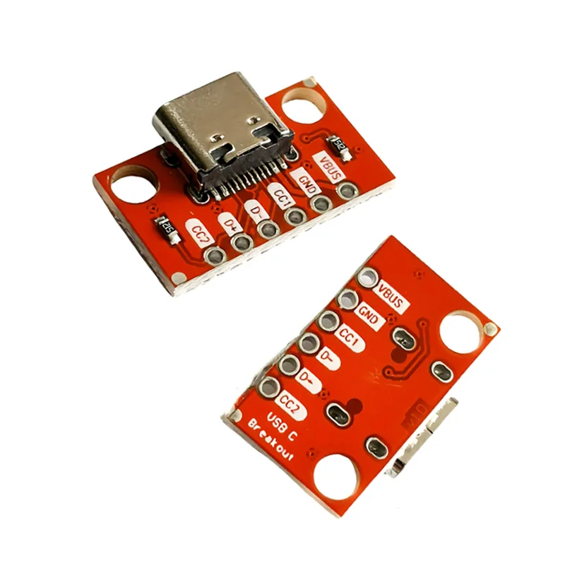 2pcs TYPE-C Female Connector Socket Test Board Red USB 3.1 16P To 2.54 MM Large Current Power Adapter Module DIY