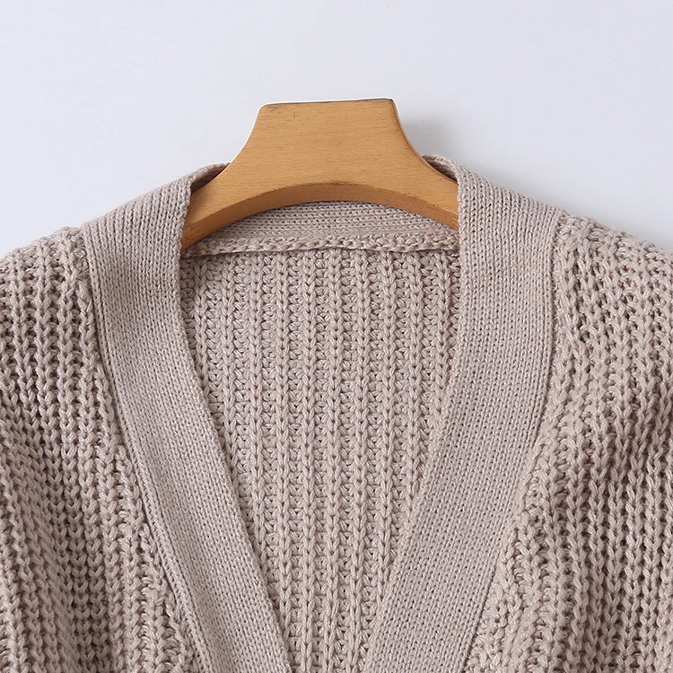 

Faionable Свободный длинный све V-Ne Трикотаж женский осенне-зимний новый простой открытый кардиган с поясом, свитер 3025