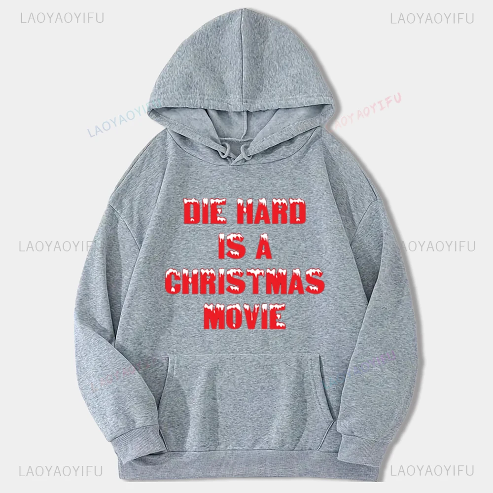 Vintage Funny Die Hard Is A Christmas Movie Man Printed Hoodie New Year Xmas Drop Shoulder Gift Sweatshirt Woman Long Sleeve