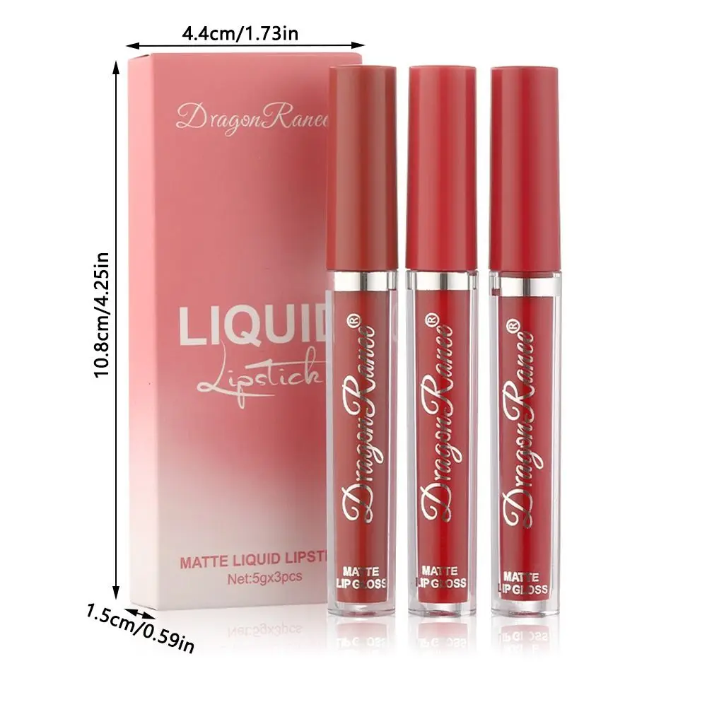 3 Stuks Nieuwe Schoonheid Waterdichte Lipgloss Matte Gloss Lippenstift Dames Lippenstift Fluwelen Lip Glazuur