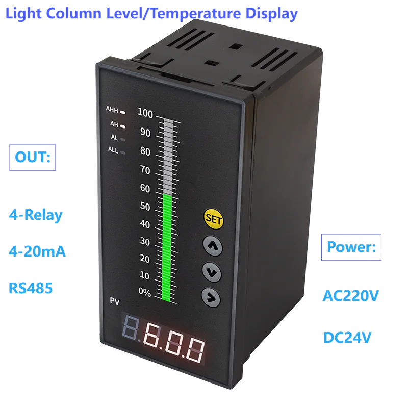 Automatic Water Level Controller 4-20mA RS485 Relay Alarms Digital Water Level Indicator for Tank Level Control Instrument