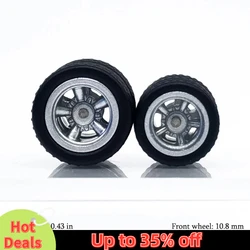 1/64 Model Car Wheels with Rubber Detachable Tires Five Spoke Refitting Parts for Hot Wheels Matchbox D:11mm+13mm 1 Set