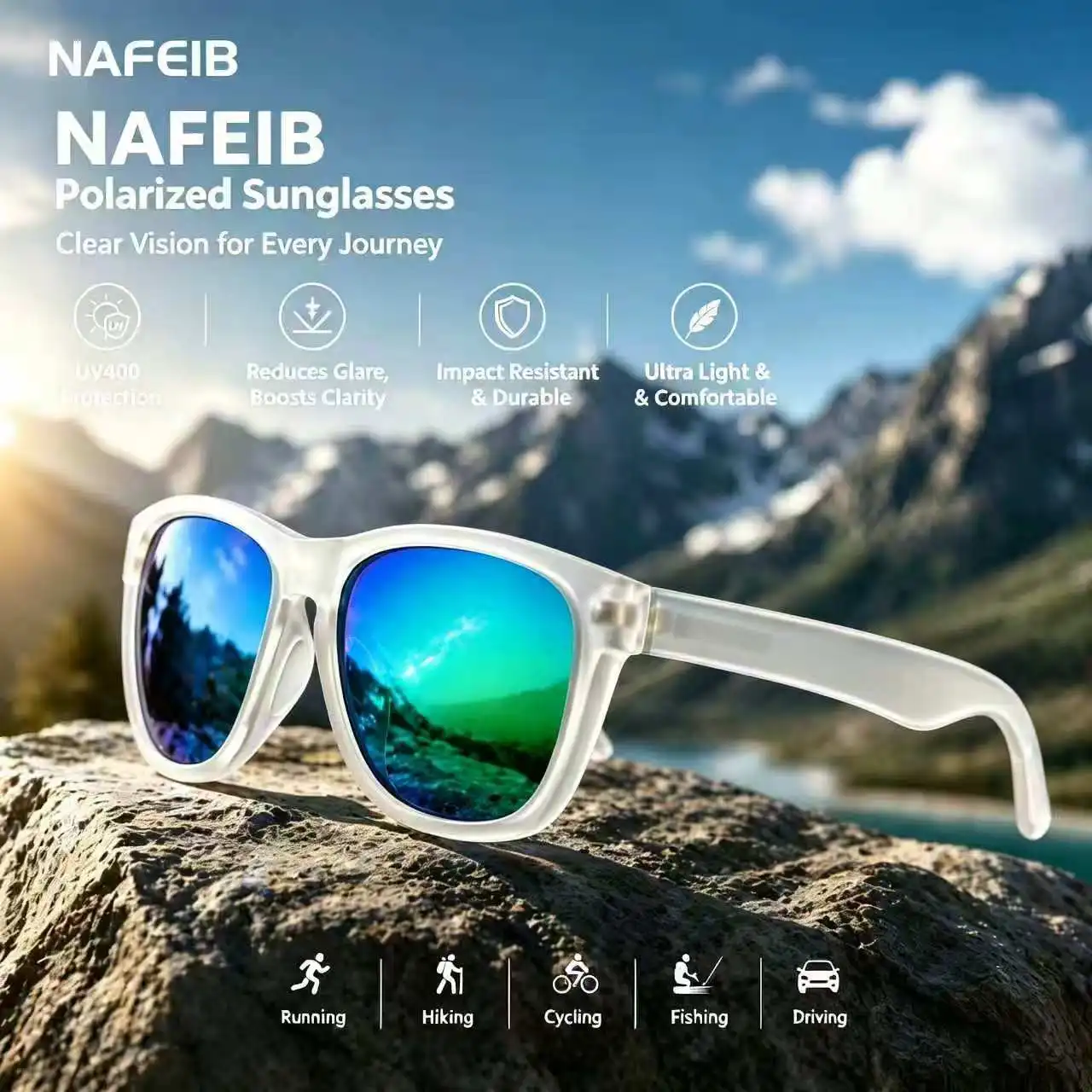 

UV400 Polarized Sunglasses, Outdoor Cycling Fishing Driving Eyewear, Protective Shades for Hiking & Street Photography