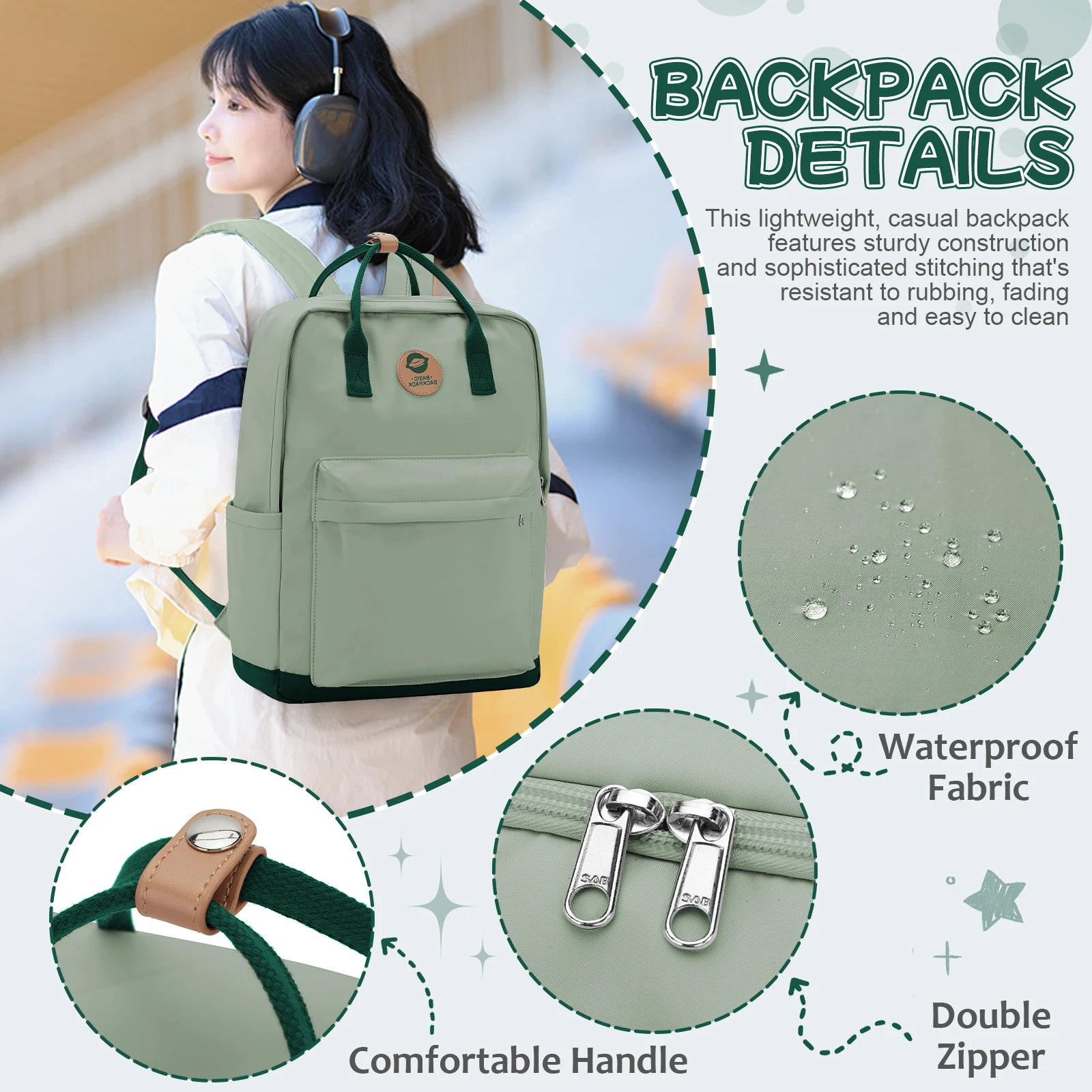 Back to School Youth School Backpack, Stylish Waterproof Casual School Bag, Basic Laptop Backpack For Women，University Backpacks