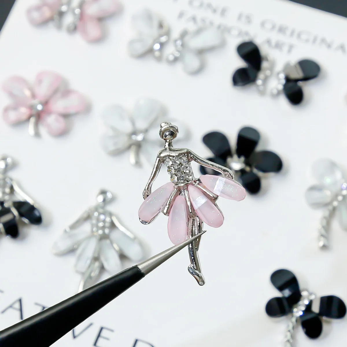 10PCS Ballet Girls Nail Art Charms Flower Butterfly Dragonfly Accessories For Nails Decoration Supplies Manicure Decor Materials