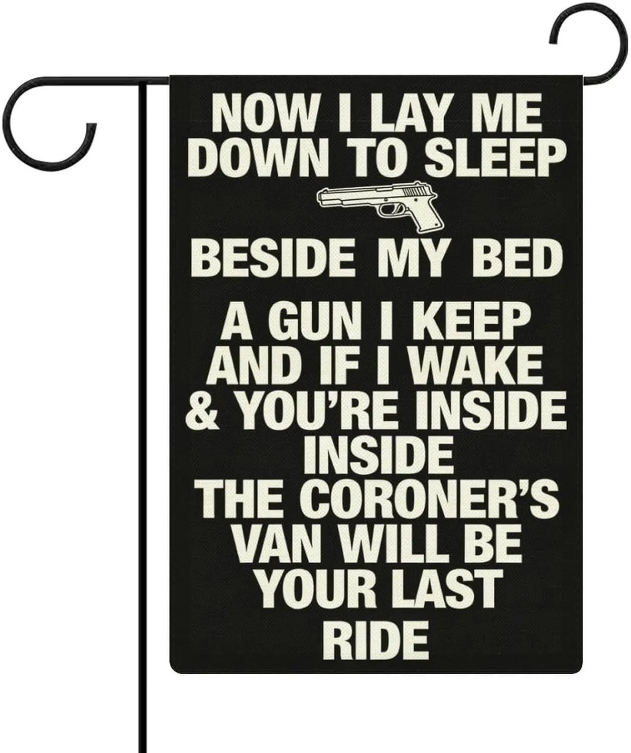 Humor Now I Lay Me Down To Sleep, With Guns Owners Theme Garden Flag 12x18 Inch, Weather Resistant, Perfect Outdoor Decorati PPM
