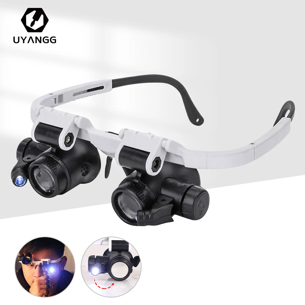 

8X/23X Double Eye LED Lamp Magnifier Spectacles Glasses Magnifier Loupe Watch Jewellery Measurement Glass Glasses