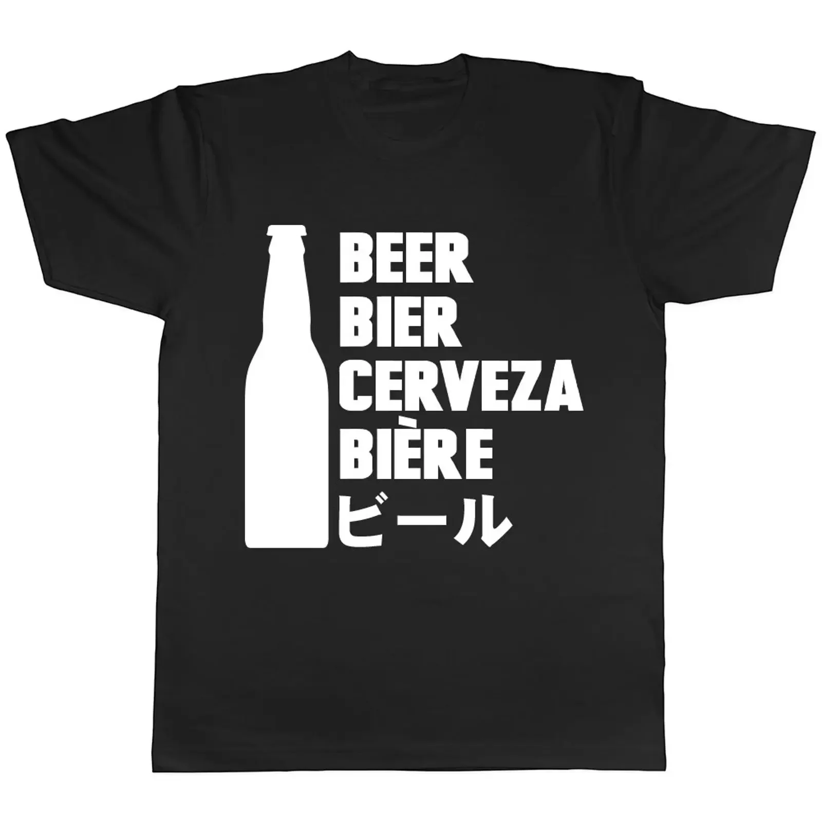 Beer in different languages  T Shirt vintage Washed graphic Casual Breathable Unisex Slightly designer clothes streetwear