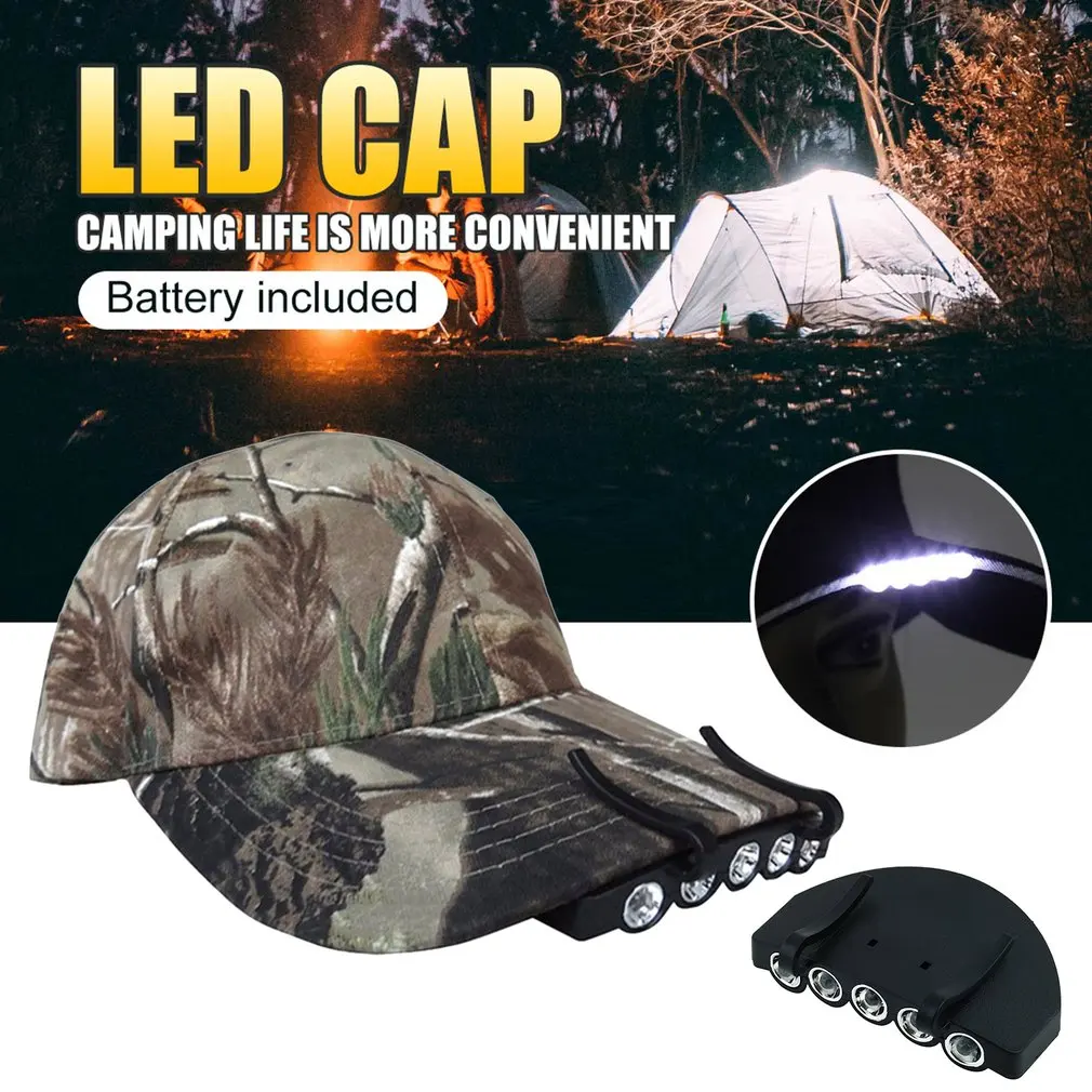 Portable LED Cap Light Headlamp Waterproof Headlight Head Flashlight Head Cap Hat Light Clip on Hat for Camping Fishing Running