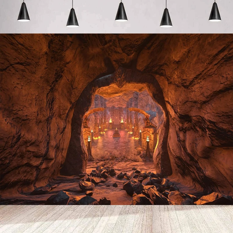 Fantasy Underground Temple Photography Backdrop Mysterious Mountain Cave Ancient Castle Dungeon Background Wall Banner Poster