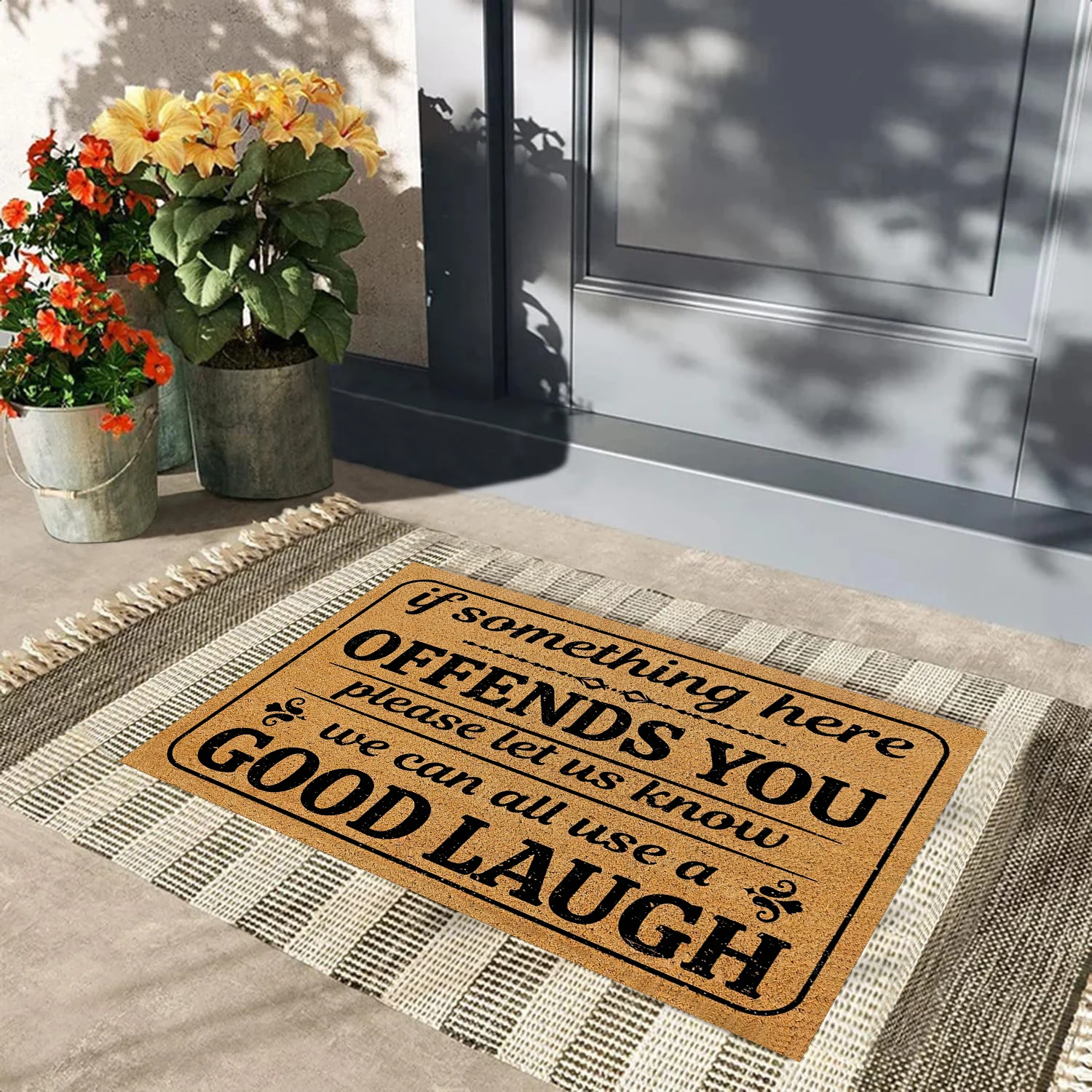 We can all Use A Good Laught Door Mats Funny Rubber Outdoor Entrance Welcome Floor Mat Non Slip Porch Bring a Laugh to Entryway